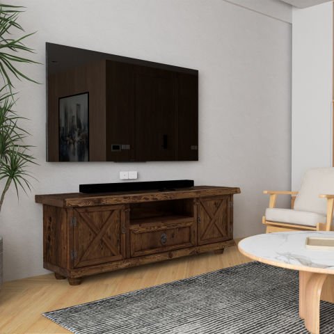 Harran TV Ünitesi Koyu Ceviz - Doğal Kenarlı - 185x42x65