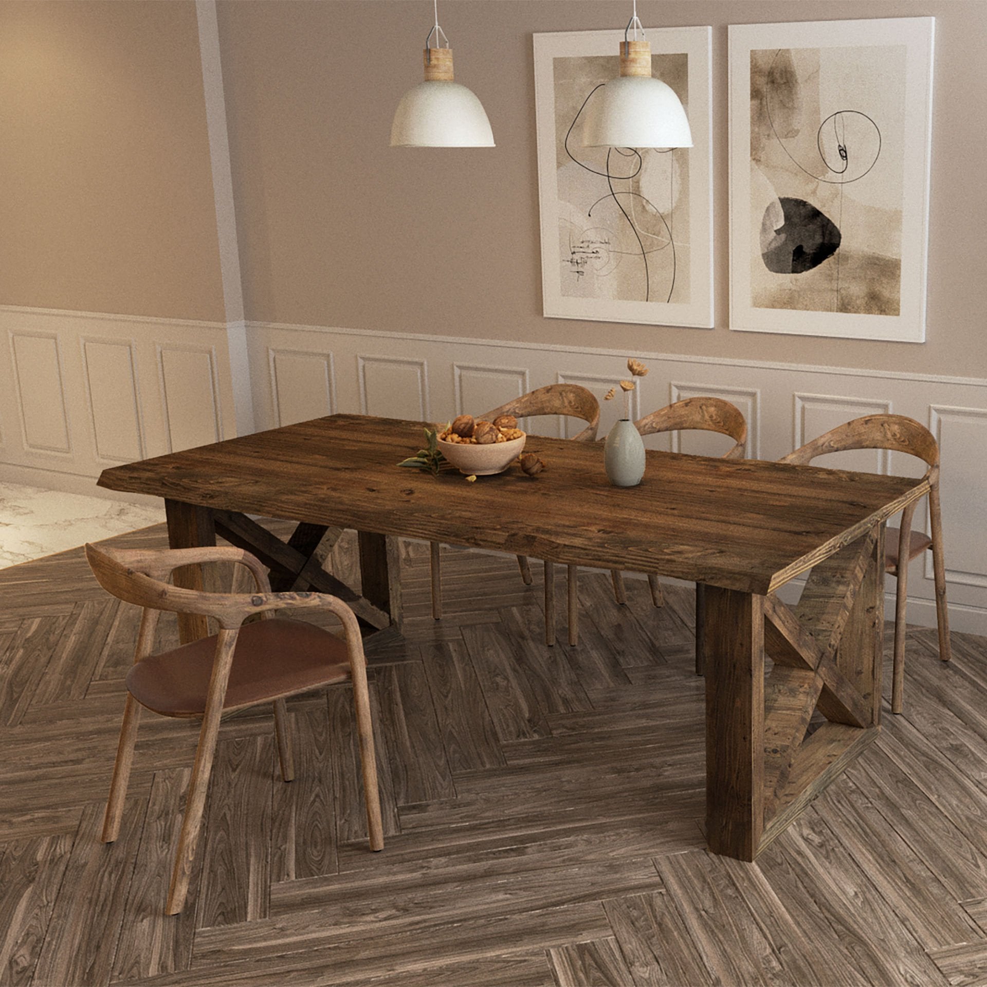 Harran Yemek Masası Koyu Ceviz - Doğal Kenarlı - 210x100x75