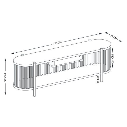 Lathe Açık Raflı Ahşap TV Ünitesi 173×57×39 cm | Masif Çam