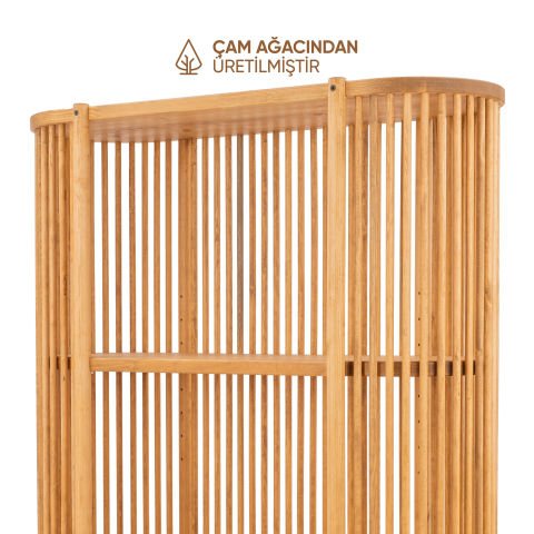 Lathe Açık Raflı Doğal Ahşap Vitrin 172x113x43 cm | Masif Çam