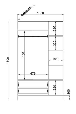 Classy 3 Kapaklı Dikey Çizgili Doğal Ahşap Gardırop Doğal Ahşap - Yükseklik: 180cm - Budaklı