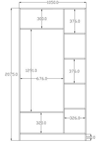 Classy 3 Kapaklı Dikey Çizgili Doğal Ahşap Gardırop Doğal Ahşap - Yükseklik: 210cm - Budaklı
